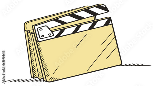 Illustrated Film Slate with Black and White Stripes Open Position.