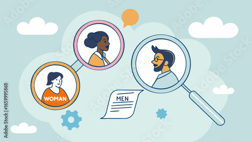 Illustration of People Being Analyzed with Magnifying Glasses.