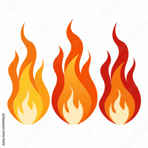 Continuous Flames In Various Intensities In Row On A Transprent Background
