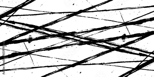 Random lines vector American ink brush strokes black hand drawn stripes, Rough grunge thick paint line texture. Vector sketch lines.