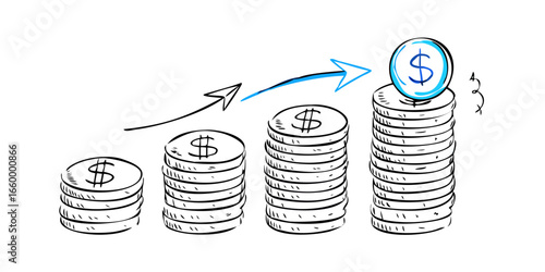 Dollar coin growth arrow money finance