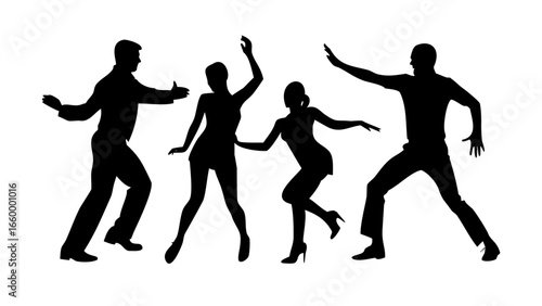Dynamic couple dancing latin rhythm latin dance silhouette