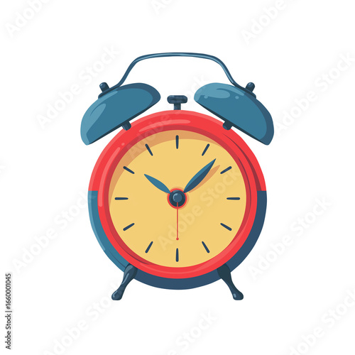 Retro Green Alarm Clock with Twin Bells Vector Illustration isolated on transparent white background.