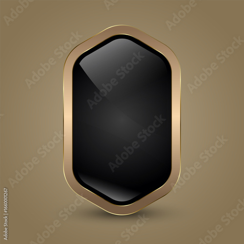 Premium Rectangular Button Symbol with A sleek, modern rectangular button featuring a glossy black center that reflects light button vector