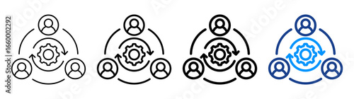 Team Synergy Icon Different Style Outline Collection Set