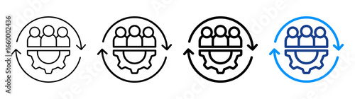 Operations Team Icon Different Style Outline Collection Set