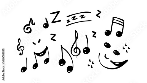 Hand Drawn Musical Notes Collection treble clef bass clef