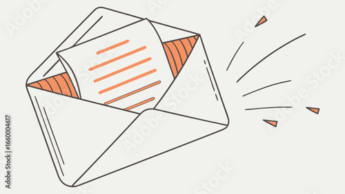 Open Envelope with Important Document Illustration.