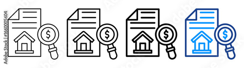 Property Valuation Icon Different Style Outline Collection Set