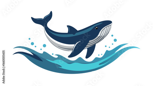 Majestic whale breaching ocean waves water