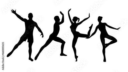 Male and Female Figures Standing Together silhouette
