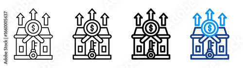 Rental Income Icon Different Style Outline Collection Set