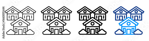 Residential Icon Different Style Outline Collection Set