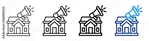 Real Estate Marketing Icon Different Style Outline Collection Set