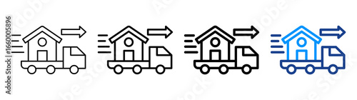 Moving Home Icon Different Style Outline Collection Set