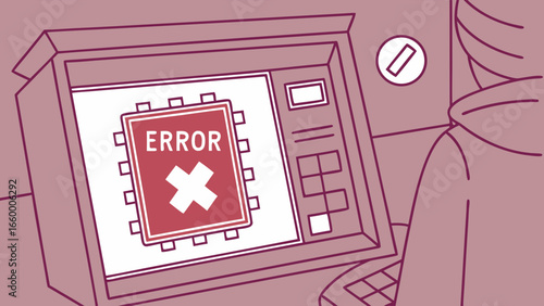 Retro Computer Displaying a System Error Message.