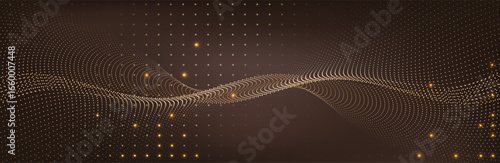 Abstract Music background. Big Data Particle Flow Visualisation chemical industry. Science infographic futuristic illustration. Sound wave. Premium background design with mocha mousse sound wave