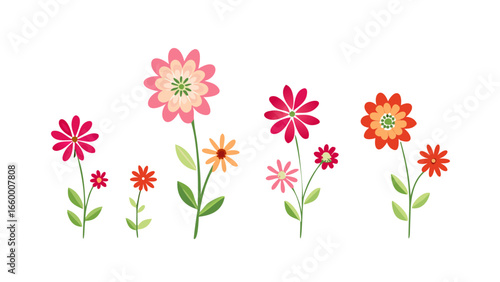 Pink red orange flowers with green stems floral nature