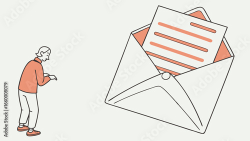 Stylized Illustration of a Person Receiving a Large Letter.