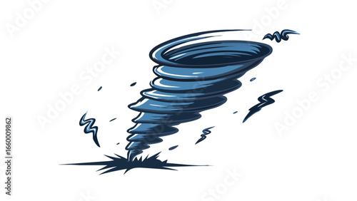 Stylized Blue Tornado Swirl storm weather