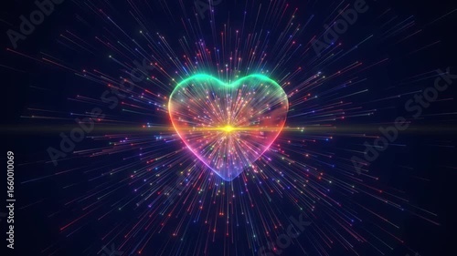 Wallpaper Mural Abstract Glowing Heart With Bursting Rainbow Light Rays Dynamic Love Energy Visual,glowing Heart With Light Streaks, Colorful Particle Burst, Abstract Love And Romance Background.abstract Heart With B Torontodigital.ca