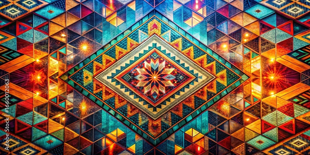 Fototapeta premium Geometric Heritage: Adaptable Culture Double Exposure Stock Photo