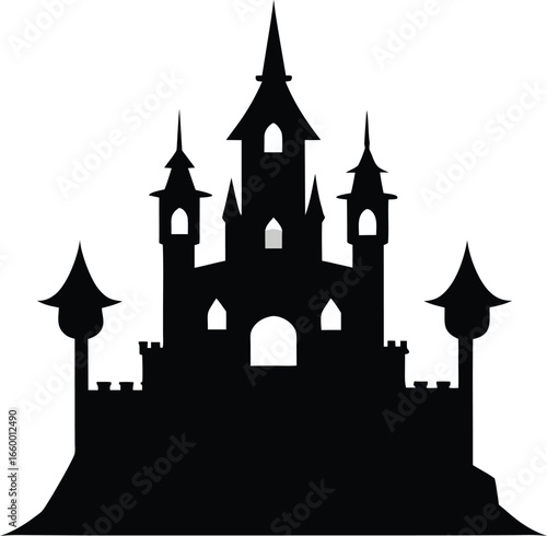 Ancient castle silhouette vector illustration isolated on a white background