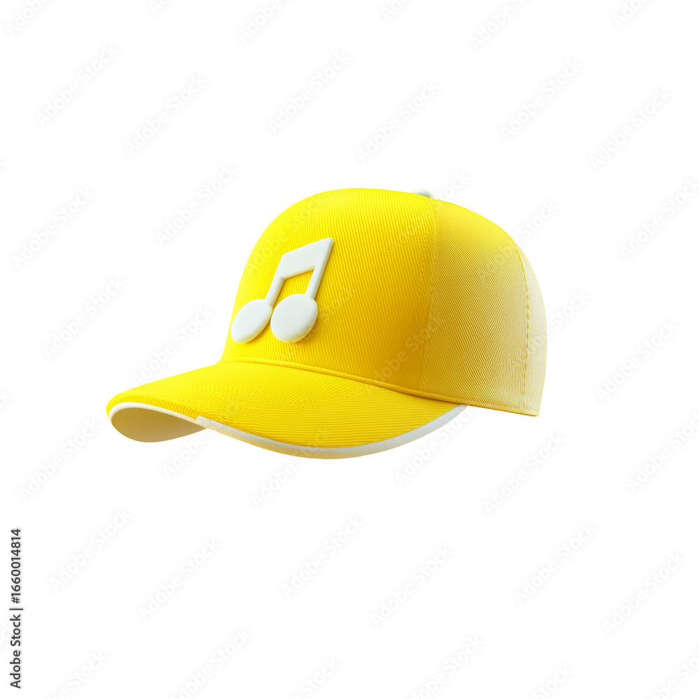 Fototapeta premium Yellow cap with music note design on black background