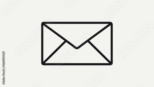 Vector art of a black and white outline icon of an envelope, representing mail or email communication