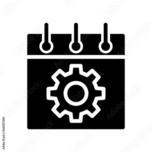Minimalist Calendar Illustration with Gear Symbol for Productivity Concept