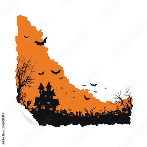 Halloween Wallpaper Peeling Off isolated in White background, silhouette Set, Halloween theme, Vector illustration