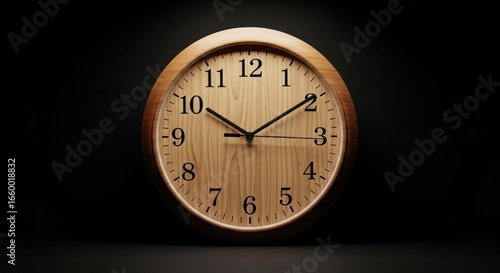 Wallpaper Mural Wooden Clock Showing Time Against Black Background. Torontodigital.ca