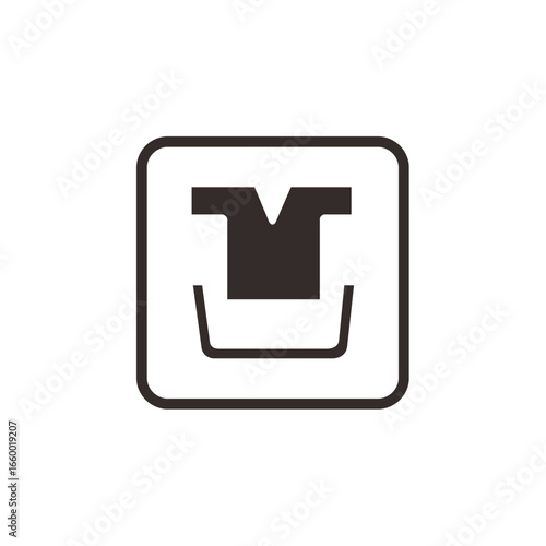 Laundry symbol depicting a shirt being washed in a basin, enclosed in a square.
