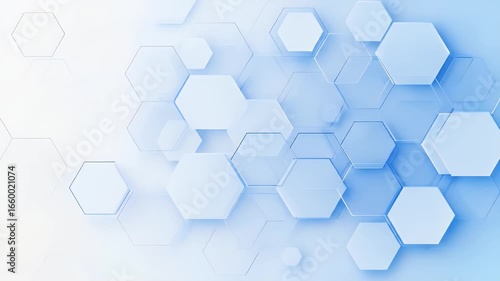 Abstract Hexagon Pattern in White and Blue Geometric Background for Science Technology or Medical Concept Digital Art Minimalist Design and Clean Aesthetic