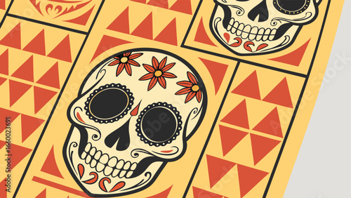 Colorful Decorated Sugar Skulls for Day of the Dead.