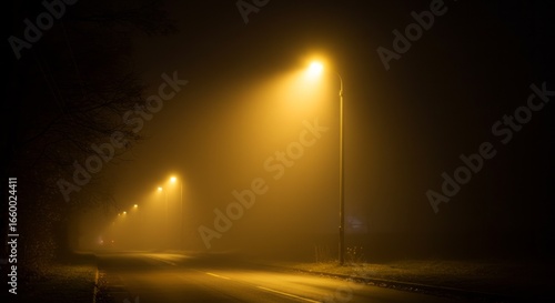 One glowing streetlight