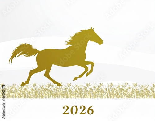 シンプル金色の馬の年賀素材