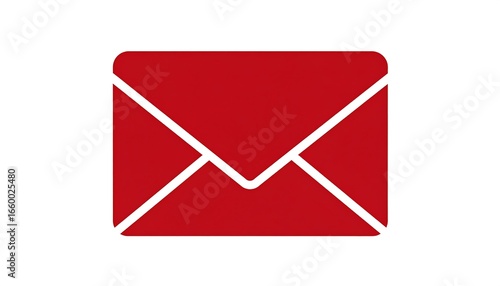 A simple, red envelope icon is depicted against a plain white background.