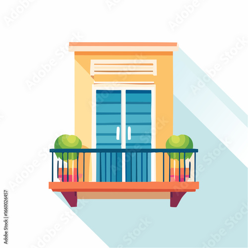 Colorful Balcony Illustration With Plants