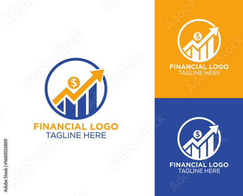 Flat design business accounting financial logo collection