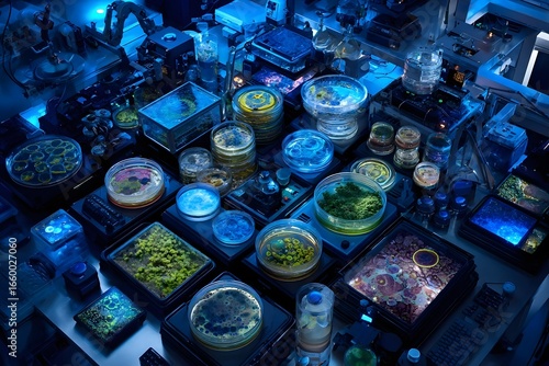 Top - view of Diverse Microbial Cultures in Lab