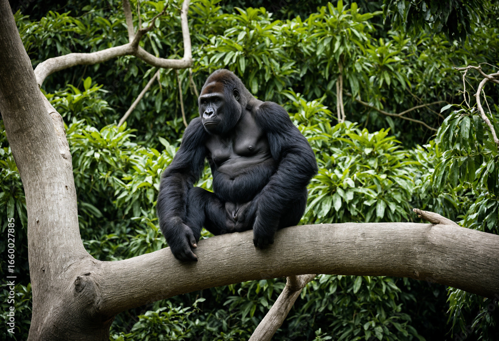 Obraz premium Lonely Gorilla on tree