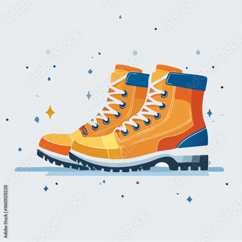 Orange And Blue Pixel Art Hiking Boots