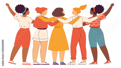 Diverse Women United in Friendship and Support.