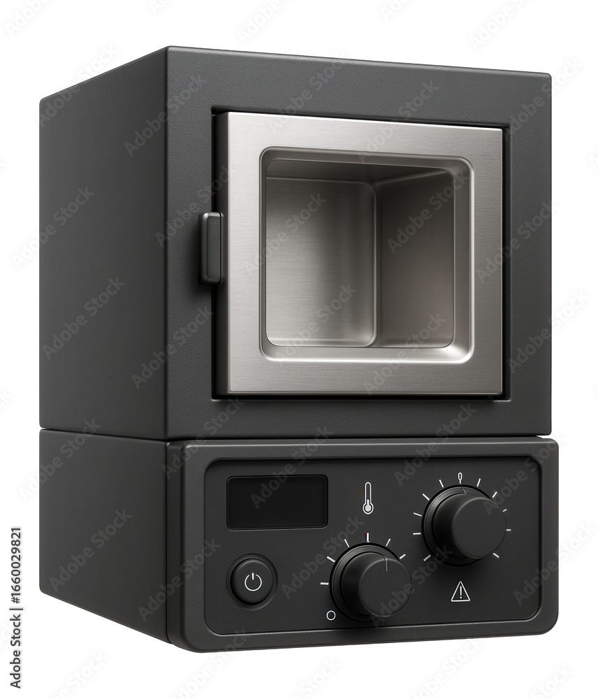 Obraz premium Electric resistance furnace with a muffle design and a temperature control panel for laboratory-scale metal testing