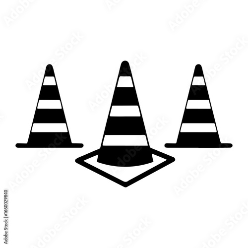 Black and white traffic cones safety cones warning cones