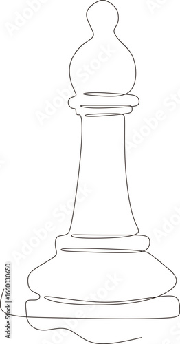 Chess bishop gracefully outlined in a single line