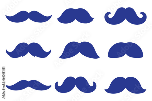 Set of black man mustache icons. Mustache collection set. set of mustaches