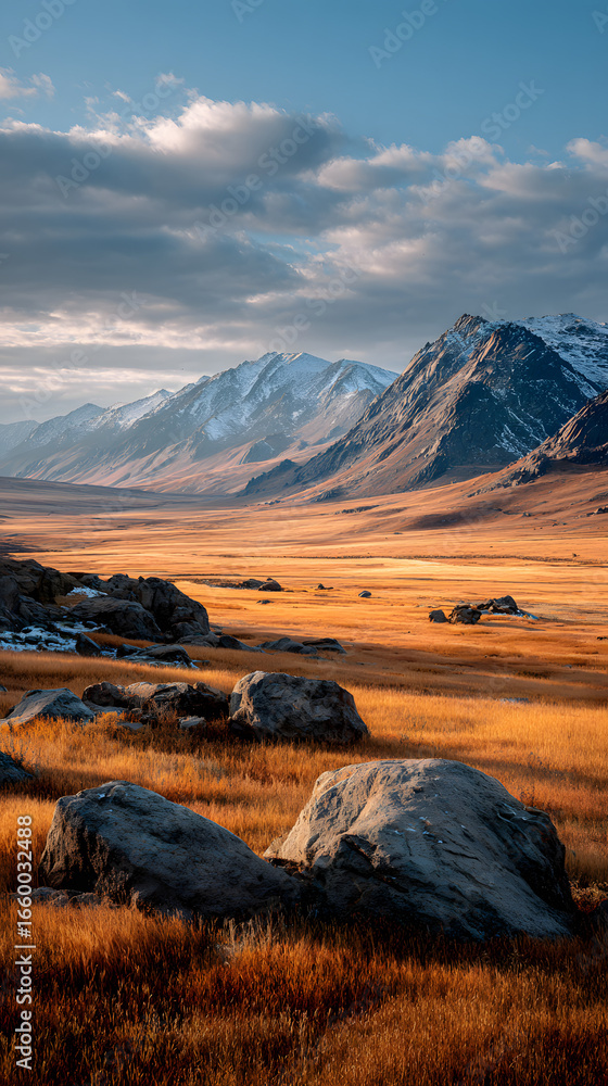 Obraz premium landscape, mountain, sky, nature, mountains, sunset, snow, winter, hill, desert, sunrise, travel, clouds, water, valley, peak, lake, panorama, sun, alps, park, rock, summer, tourism, view