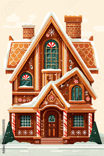 Charming Gingerbread House Illustration for Holiday Season